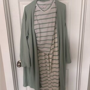 Sage Green Striped Lounge Set